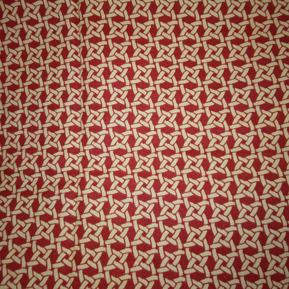 FABRIC Rattan woven look print on Maroon background, cotton. 32 inches